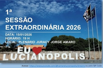 Câmara realizará a 1ª Sessão Extraordinária de 2026