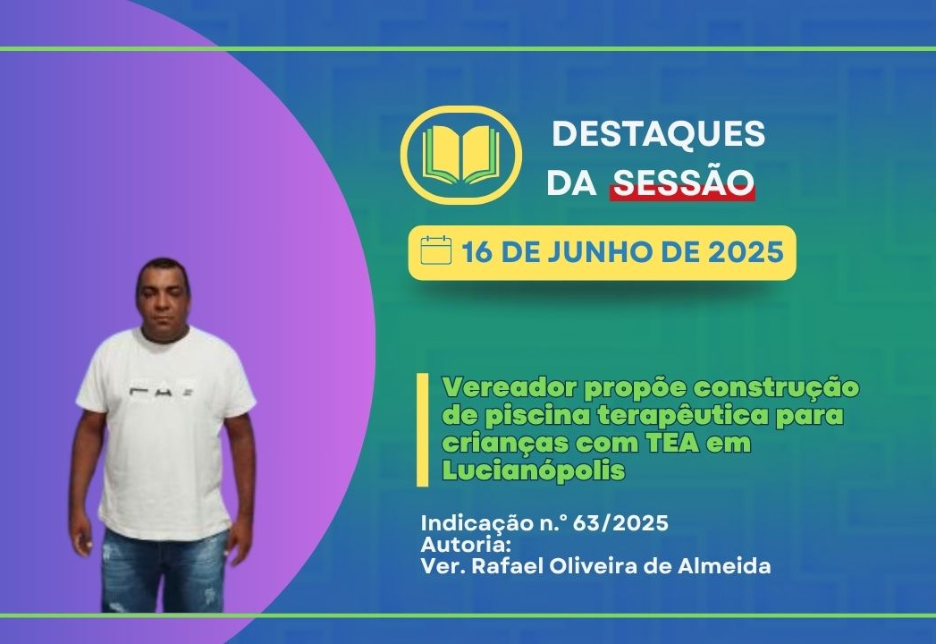 Vereador Rafael Oliveira de Almeida propõe construção de piscina infantil terapêutica voltada a crianças com necessidades especiais 